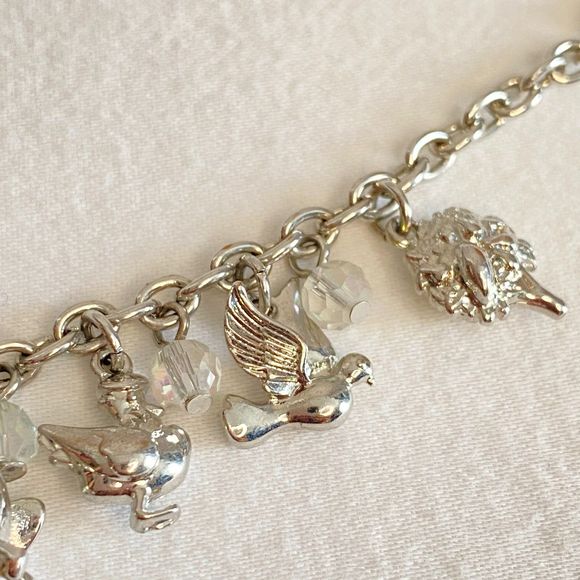 Charm Bracelet Silver Tone Birds Maidens Dancers Musicians Toggle Closure - Picture 8 of 10